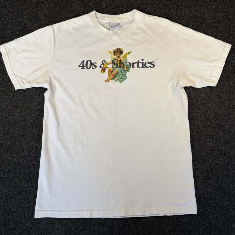 40s & Shorties Cherub Malt Liquor Graphic T-Shirt White Men's Medium